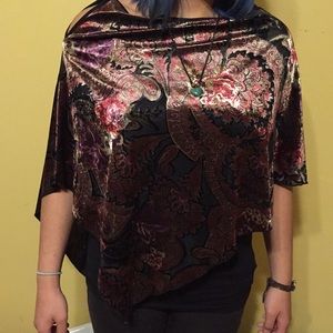 Velvet Printed Poncho Top